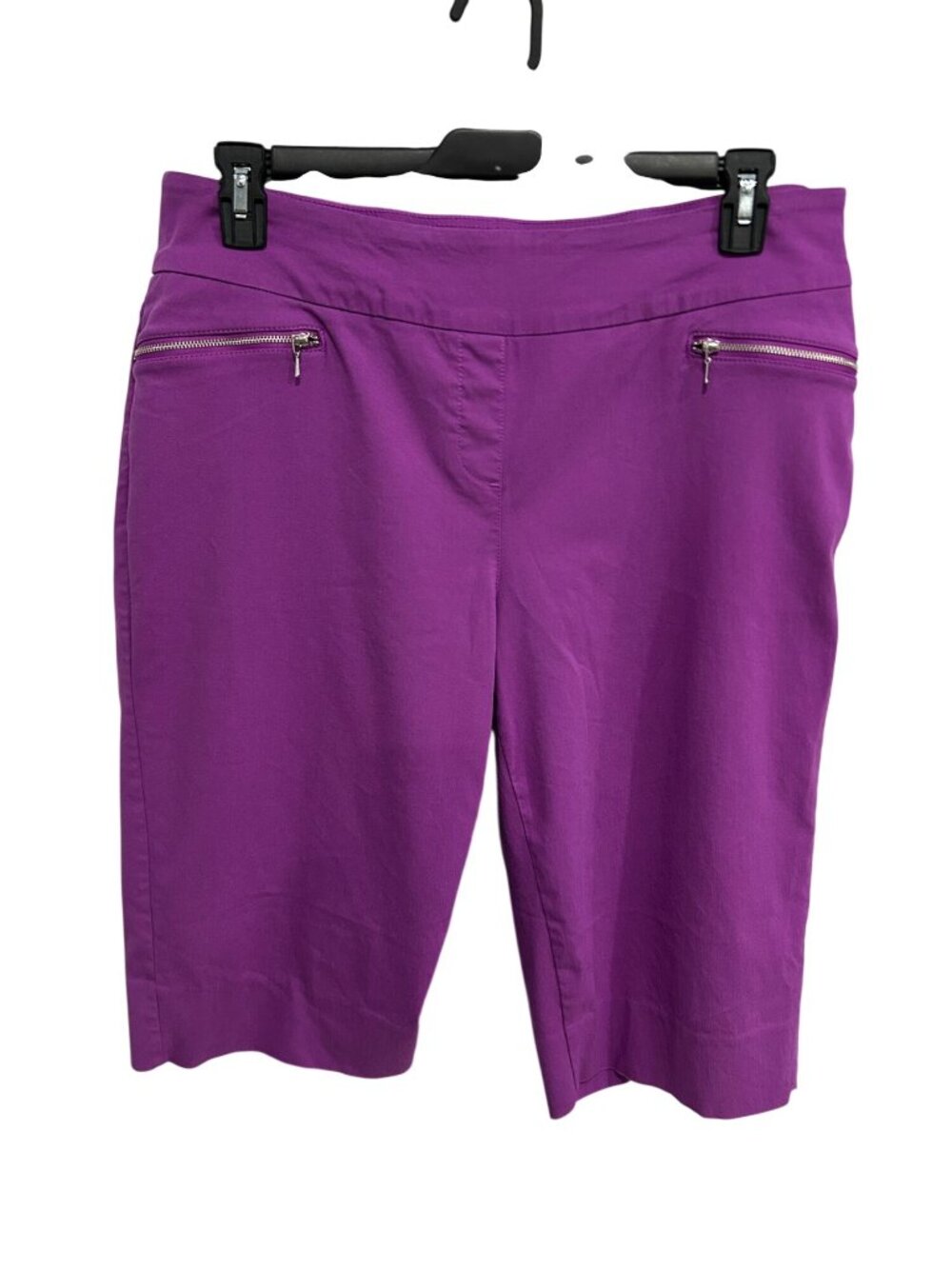 Alia 16 Purple Bermuda Shorts Side Zippers Stretch Fabric Minimalist Clean Girl